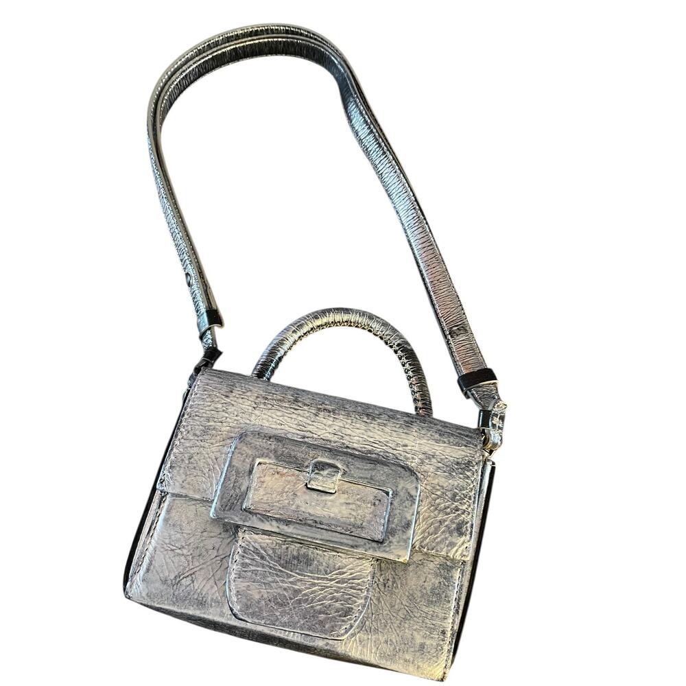 MM6 Maison Margiela Metallic Silver Buckle Shoulder Bag